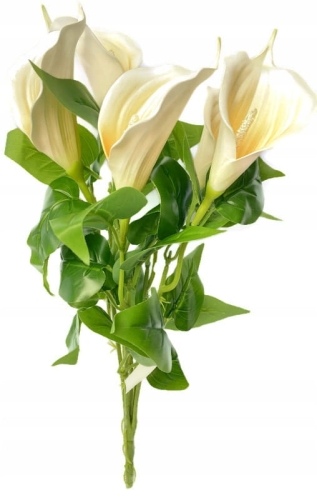 Sztuczny Bukiet Kwiatów Cantedeskia Kalla 5 Gałązek Pomarańczowych Wazon Dekoracja Do Wnętrz