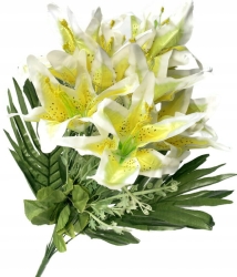Sztuczny Bukiet Kwiatów Lilii Żółtych 13 Gałązek Ozdoba