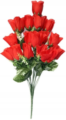 Bukiet Róż 18 Główek Róży Czerwonej Sztuczne Kwiaty Super Kwiaty Hurtownia