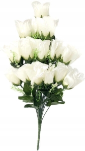 Bukiet Róż 18 Główek Róży Białej Sztuczne Kwiaty