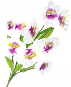 Kwiat Sztuczny Storczyk Biały Bukiet 10 Gałązek Do Stroików