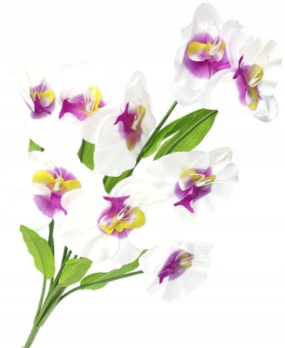 Kwiat Sztuczny Storczyk Biały Bukiet 10 Gałązek Do Stroików Święto Zmarłych