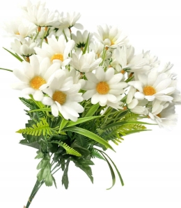 Sztuczny Bukiet Kwiatów Margerytka Biała 12 Gałązek Dekoracja Kwiatowa