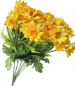 Sztuczny Bukiet Kwiatów Margerytka Żółta 12 Gałązek Dekoracja Kwiatowa