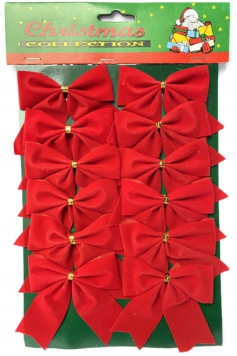 Prezentowe Czerwone Kokardki 12 Sztuk Kokardki Ozdobne Na Choinkę Boże Narodzenie