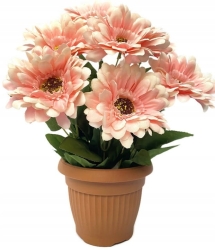 Łososiowa Kompozycja Ze Sztucznych Kwiatów Gerbery Premium Dekoracja W Doniczce