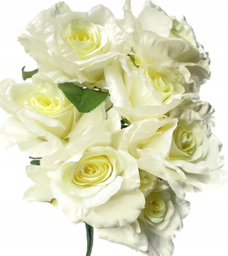 Sztuczny Bukiet Kwiatów Róża 7 Główek Kremowych Róży Kompozycja Gałązki Do Stroików