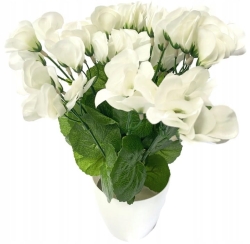 Sztuczny Bukiet Kwiatów Białych Pelargonii W Doniczce Kompozycja