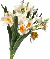 Sztuczny Bukiet Kwiatów Żonkil Biały Premium 7 Gałązek Dekoracja Na Wielkanoc