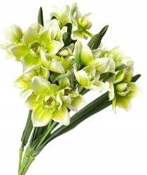 Sztuczny Bukiet Kwiatów Żonkil Zielony Premium 7 Gałązek Dekoracja Na Wielkanoc