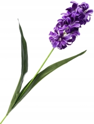 Sztuczny Kwiat Hiacynt Fioletowy Na Łodydze Gałązka Z Liściem Do Kompozycji