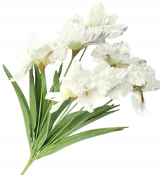 Sztuczny Bukiet Kwiatów Irys Biały 7 Główek Dekoracja Na Wielkanoc