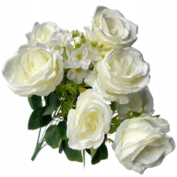 Sztuczny Bukiet Róży Kremowy 7 Główek Dekoracja Ze Sztucznych Kwiatów Do Wazonu