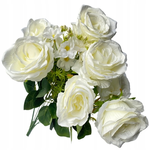 Sztuczny Bukiet Róży Kremowy 7 Główek Dekoracja Ze Sztucznych Kwiatów Do Wazonu