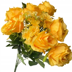 Sztuczny Bukiet Róży Pomarańczowy 7 Główek Dekoracja Ze Sztucznych Kwiatów Do Wazonu