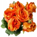 Sztuczny Bukiet Róży Pomarańczowy 7 Główek Dekoracja Ze Sztucznych Kwiatów Do Wazonu Gałązki Wazon