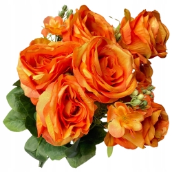Sztuczny Bukiet Róży Pomarańczowy 7 Główek Dekoracja Ze Sztucznych Kwiatów Do Wazonu