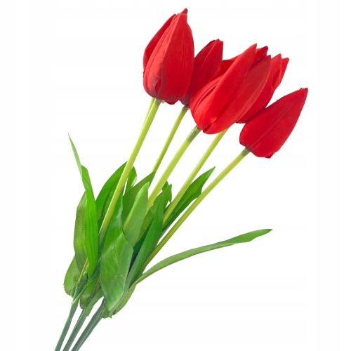 Sztuczne Kwiaty Bukiet Tulipanów Czerwonych Ozdoba 6 Gałązek Tulipan Wielkanoc