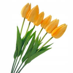 Sztuczne Kwiaty Bukiet Tulipanów Żółtych Ozdoba 6 Gałązek Tulipan