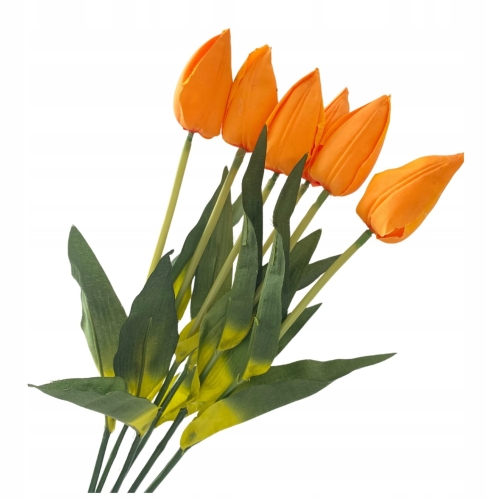 Sztuczne Kwiaty Bukiet Tulipanów Pomarańczowych Ozdoba 6 Gałązek Tulipan Wielkanoc Wazon