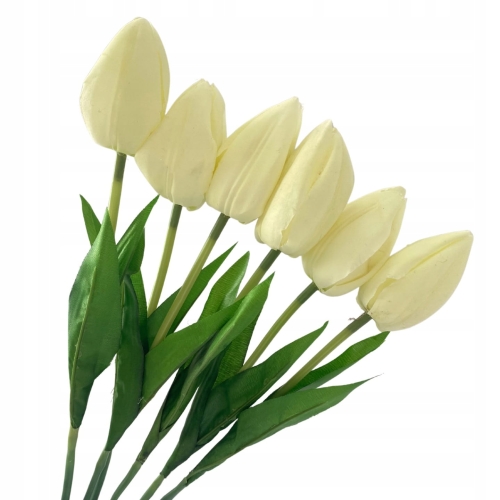 Sztuczne Kwiaty Bukiet Tulipanów Kremowych Ozdoba 6 Gałązek Tulipan Galązki Stroik Wazon Kompozycja