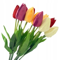 Sztuczne Kwiaty Bukiet Tulipanów Mix Kolorów Ozdoba 12 Gałązek Tulipan