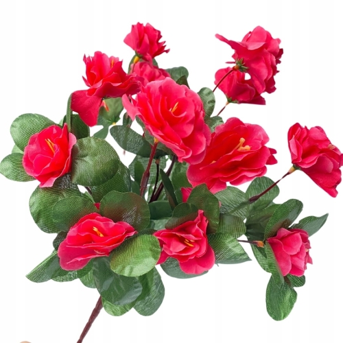 Różowa Begonia Sztuczny Bukiet Kwiatów Begonii 7 Gałązek Do Wazonu Stroik Na Balkon Taras