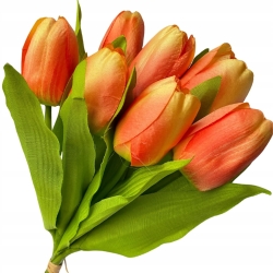 Kwiat Sztuczny Tulipan W Bukiecie 7 Główek Pomarańczowych Tulipana Wielkanoc