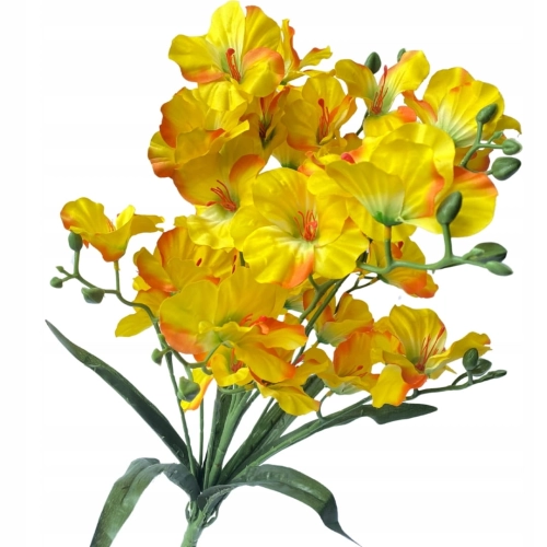 Pomarańczowy Storczyk Bukiet 11 Gałązek Kompozycja Do Wazonu i Stroiku Kwiaty Sztuczne