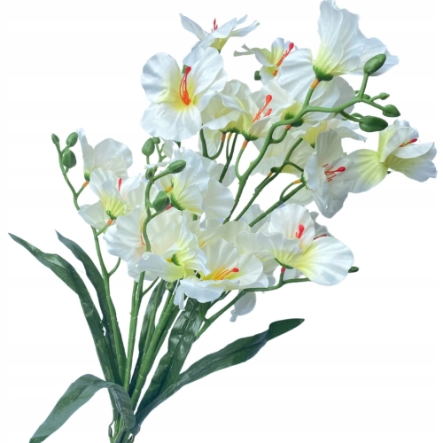 Biały Storczyk Bukiet 11 Gałązek Kompozycja Do Wazonu i Stroiku Kwiaty Sztuczne