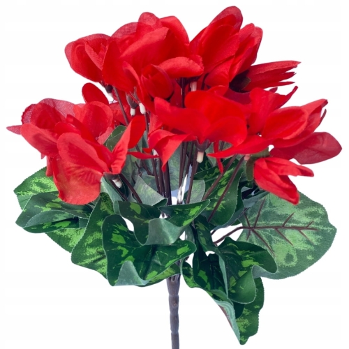 Sztuczny Bukiet Kwiatów Fiołek Alpejski 24 Gałązek Czerwonych Cyklamen Do Stroików