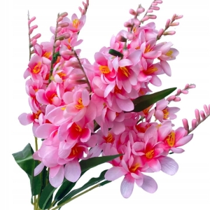 Sztuczny Bukiet Kwiatów Frezji Różowych 9 Gałązek Do Kompozycji i Stroików