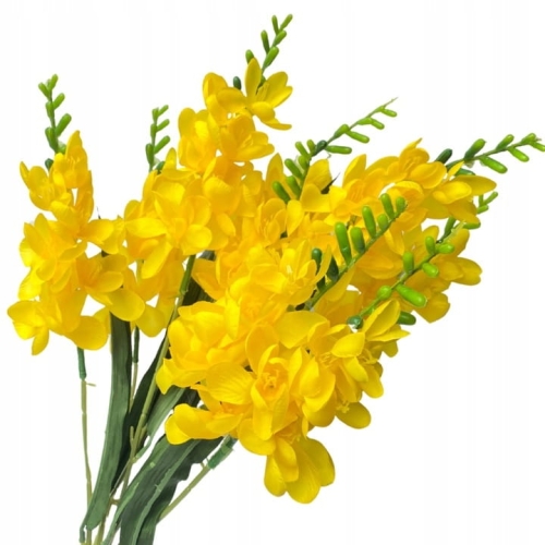 Sztuczny Bukiet Kwiatów Frezji Pomarańczowych 9 Gałązek Do Kompozycji i Stroików Wazon