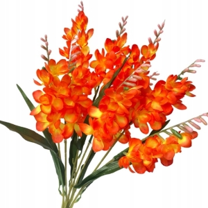 Sztuczny Bukiet Kwiatów Frezji Pomarańczowych 9 Gałązek Do Kompozycji i Stroików