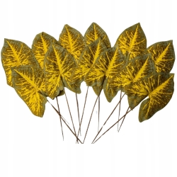 Sztuczny Kwiat Żółty Liść Bukiet Palma 12 Gałązek Do Wazonu Liście Dekoracyjne