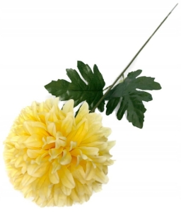 Chryzantema Jasnożółta Z Łodygą 6 Cali Kwiat Sztuczny
