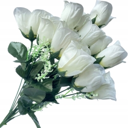 Biała Róża Bukiet Róż 12 Główek Kompozycja Do Wazonu Ozdoba Kwiaty Sztuczne