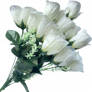 Biała Róża Bukiet Róż 12 Główek Kompozycja Do Wazonu Ozdoba Kwiaty Sztuczne