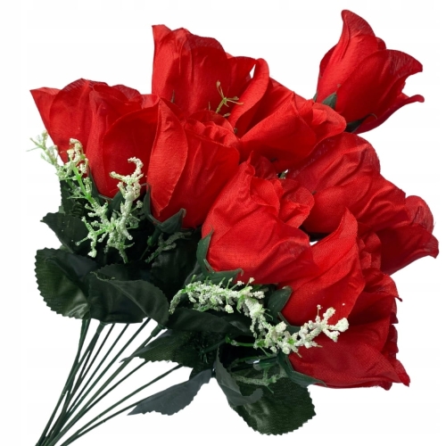 Czerwona Róża Bukiet Róż 12 Główek Kompozycja Do Wazonu Ozdoba Kwiaty Sztuczne