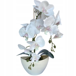 Doniczka Sztuczna Orchidea Storczyk Biały Guma Kompozycja Kwiat Sztuczny Jak Żywy