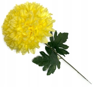 Chryzantema Żółta Z Łodygą 6 Cali Kwiat Sztuczny