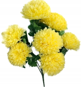Bukiet Chryzantem Żółty x7 Główek Sztuczne Kwiaty
