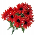 Czerwony Aster Bukiet 16 Główek Astrów Kompozycja Gałązki Do Wazonu Kwiaty Sztuczne Dekoracja Mieszkanie