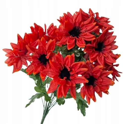 Czerwony Aster Bukiet 16 Główek Astrów Kompozycja Gałązki Do Wazonu Kwiaty Sztuczne Dekoracja Mieszkanie