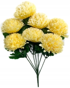 Bukiet Chryzantem Jasnożółty x7 Główek Sztuczne Kwiaty
