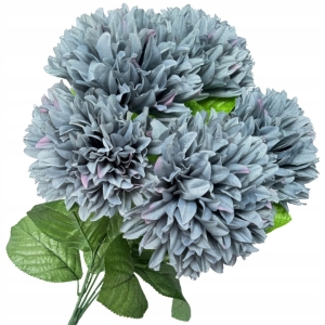 Sztuczny Bukiet Chryzantemy 5 Główek Szarych Premium Kwiat Sztuczny