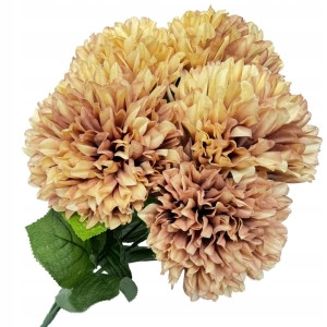 Sztuczny Bukiet Chryzantemy 5 Główek Brązowych Premium Kwiat Sztuczny