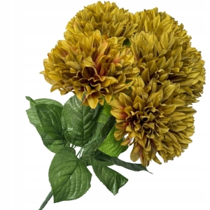 Sztuczny Bukiet Chryzantemy 5 Główek Oliwkowych Premium Kwiat Sztuczny