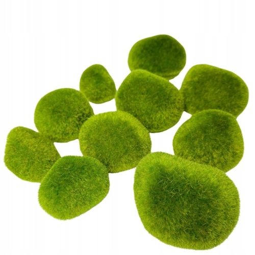 Omszałe Kamienie Mchu Ozdoba 10 Kamieni Styropianowych Zielonych Stroik