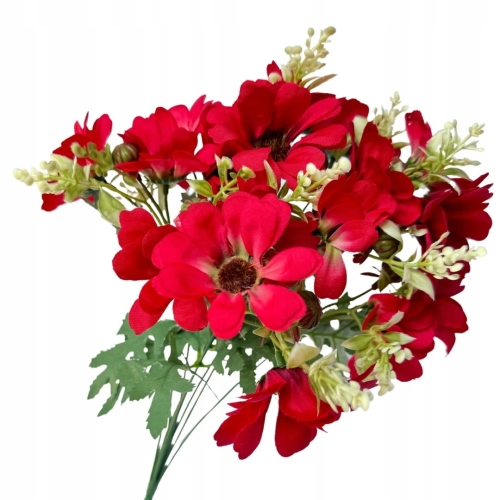 Gerbera Bukiecik 9 Gałązek Gerbery Do Wazonu Dekoracja Kwiaty Sztuczne Czerwona